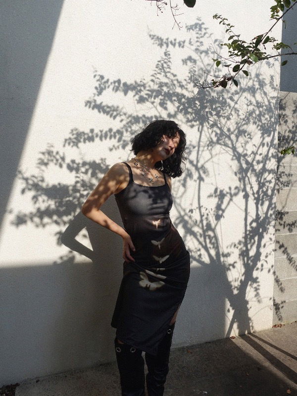 SHADOW BUTTERFLY SLIT LONG DRESS 長洋裝