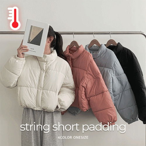 Full of cuteness, rainbow button zipper string crop short padding