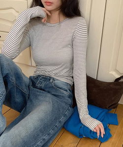 Rodif Round Stripe Slim Fit Long Sleeve T-Shirt - 4 Colors