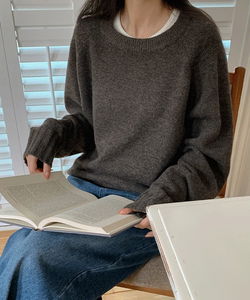 Rioten Wool Loose-fit Round Long Sleeve Knitwear - 6 Colors