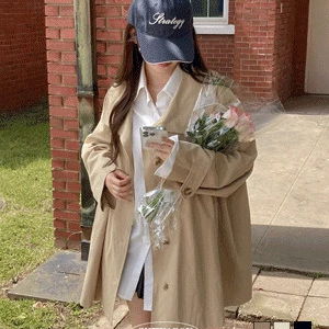 래글런 케이프 오버핏 하프 트렌치 코트