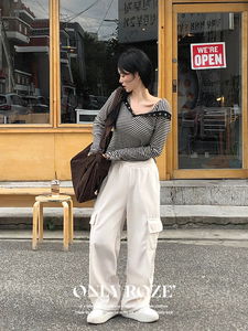 鬆緊綁帶工裝休閒長褲