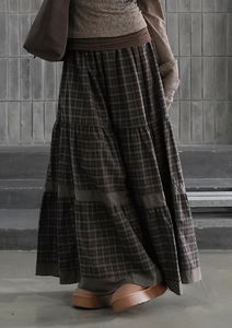 Deserve check long skirt