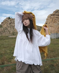 Ontz Back Button Frill Blouse *Black Available for Same-Day Shipping