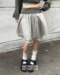 Lurie Stripe Color Block Banding Chiffon Double Midi Flare Skirt