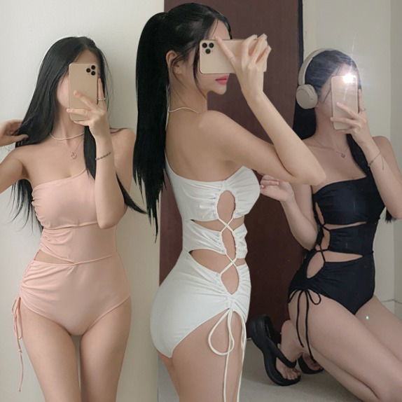 Private side team diagonal monokini