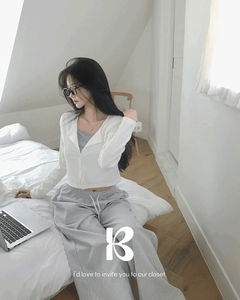 素色紋理長袖開襟外套