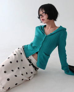 후드 자수 포켓 가디건 (가을 여리여리 펀칭 데일리)