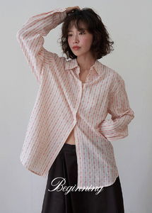 Ethnic texture Loose-fit shirt