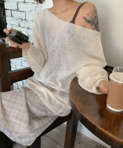 Serin Overfit Boat Neck Long Sleeve Knitwear