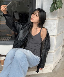 Bronc Pocket Overfit Leather Jacket