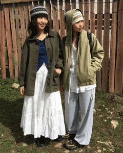 Rivet Cotton Shirring Skirt