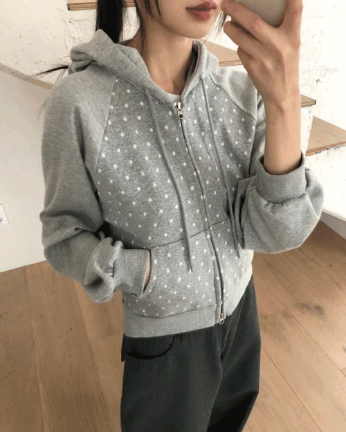 히머 도트 나그랑 투웨이 지퍼 긴팔 후드 집업