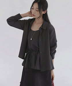 Acobi Strap Shirring Sleeveless Set Shirt