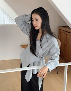 Mua Unbalanced Wrap Open Collar Blouse