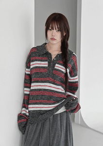 Rihanna Striped Collar Knitwear