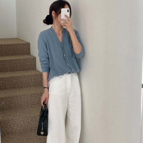 Basic solid cotton wide pants