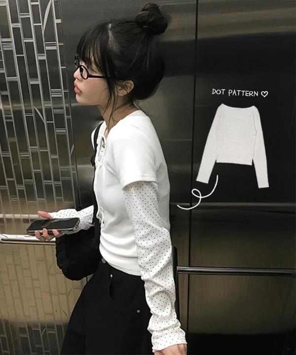 幼児ドットユネックスリムクロップ長袖Tシャツ (当日発送)