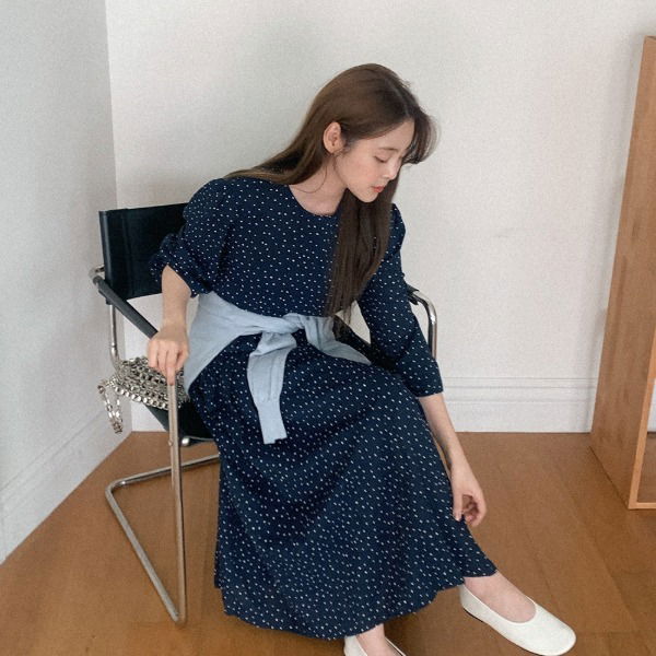 ラキドハートプリーツロングワンピース