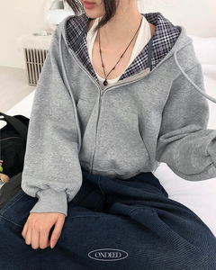 Cook Check Color Block Crop Hoodie
