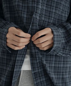 포트레 오버핏 체크 셔츠