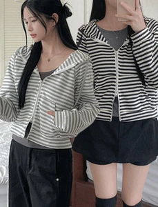 Tonki Stripe Hooded Zip-Up JP