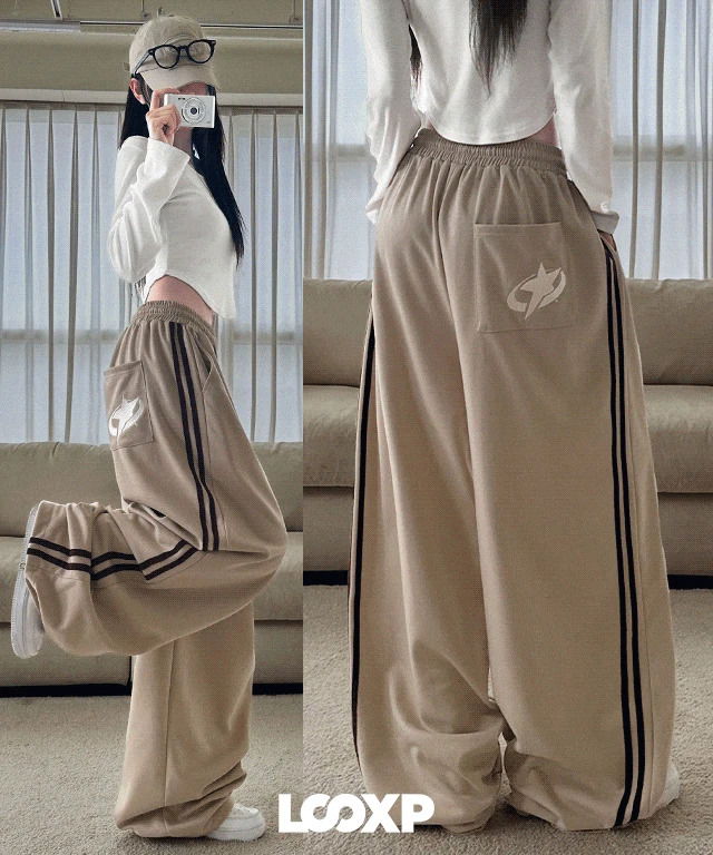 Storm Track Two-Line Color Block Wide Training Long Pants