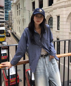 Taeton Loose Loose-fit Long Sleeve Check Shirt - 4 Colors