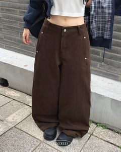 卡尼鉚釘口袋寬鬆棉質長褲