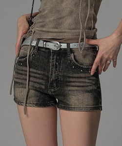 트리캣 빈티지 워싱 스터드 데님 숏 팬츠 VINTAGE WASHING STUD DENIM SHORT PANTS