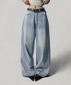 Rushmu Faded Wide Denim Pants