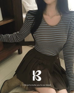 Maroon Stripe Uniqlo Long Sleeve Tee