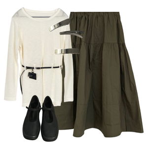 skirt,knitwears,flats 코디