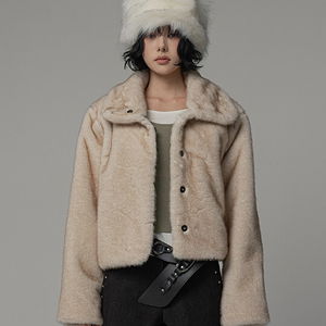델리문 에코 퍼 카라 숏 자켓 ECO FUR CROP JACKET