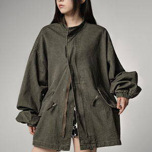 코워쇼 피그먼트 워싱 야상 점퍼 WASHED HOODED SHORT JUMPER
