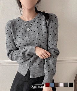 Apple Dot Round Neck Knitwear Cardigan