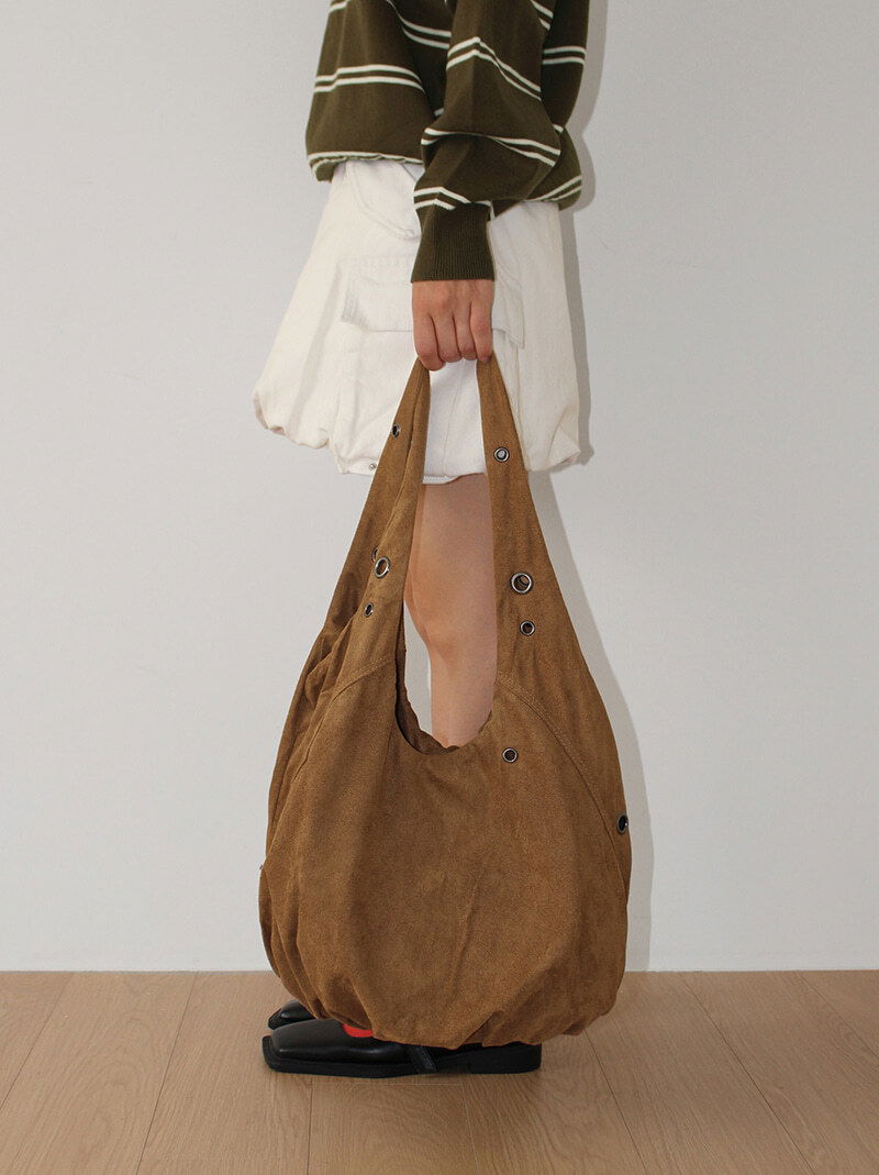 SUEDE EYELET SHOULDER BAG