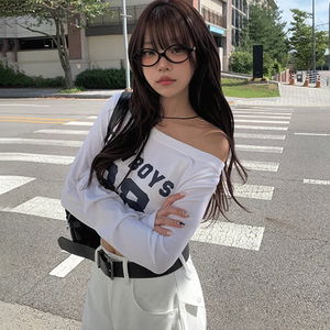 38數字字母印花長袖T恤