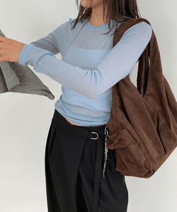 マイルドデー シースルースリムフィット薄手長袖Tシャツ 10カラー