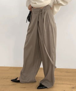 馬登造型綁帶寬鬆西裝褲 - 職場穿搭