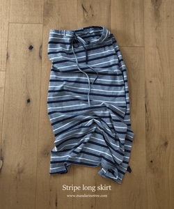 コイポストライプバンディングマキシチュリニングロングスカート2カラー