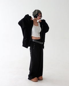 Punching Eyelet Damage Overfit Hoodie