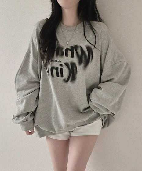 3-tiered, hip-covering, big size, kind lettering, oversized, man Sweatshirt, 3 colors