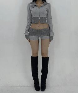 ヒットユニークスリムセクシーツイストフォールディングローライズマイクロショーツニットホットパンツ