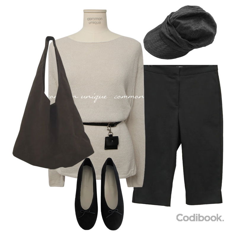 binary01 딥핀 캡 버킷햇,moaround 아린델 리본 플랫 슈즈 -2color,DUGGY 호퍼 스웨이드 숄더백 (2color)등을 매치한 코디