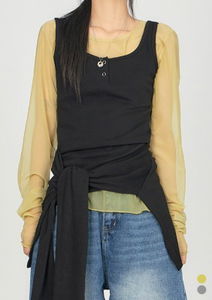 Layered See-Through Mesh T-Shirt TS060