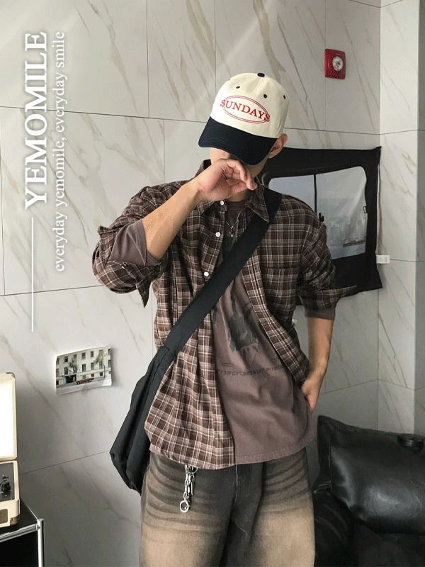 밀란 오버핏 체크 셔츠