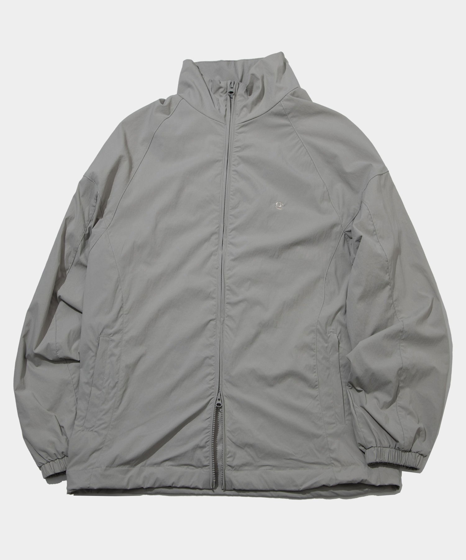 High-neck logo-lined mesh color-block string windbreaker