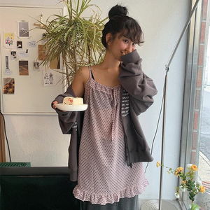 dot chiffon one piece (2color)