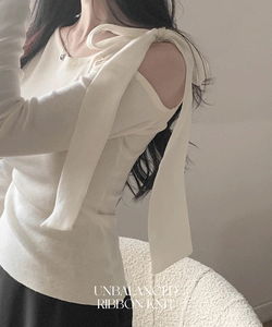 Brin's shoulder-length ribbon shirring knitwear